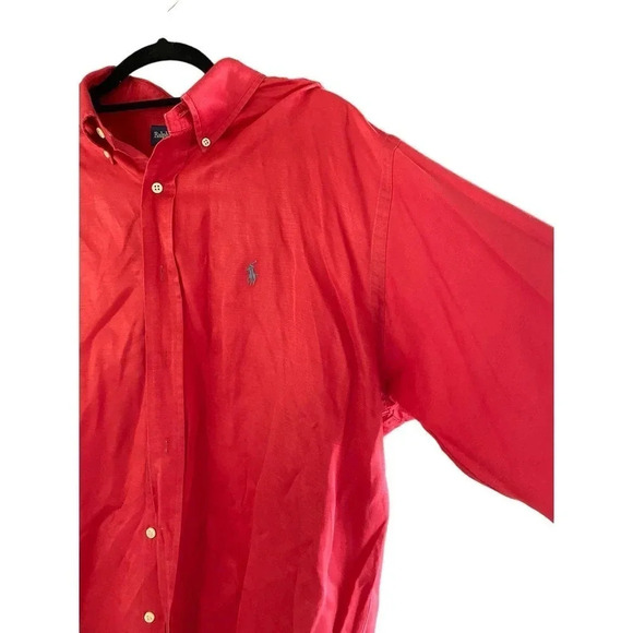 Ralph Lauren Blake Men's Red Button Down Classic Fit Shirt Size Large - Picture 2 of 4